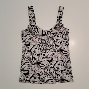 WHBM White/Gray/Black Floral Sleeveless Top XS